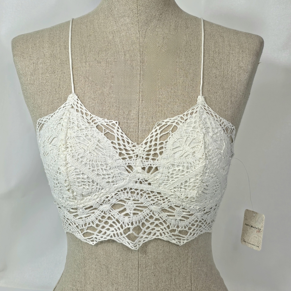 Free People Intimately Mariana Crochet Bralette White XS NWT Cotton